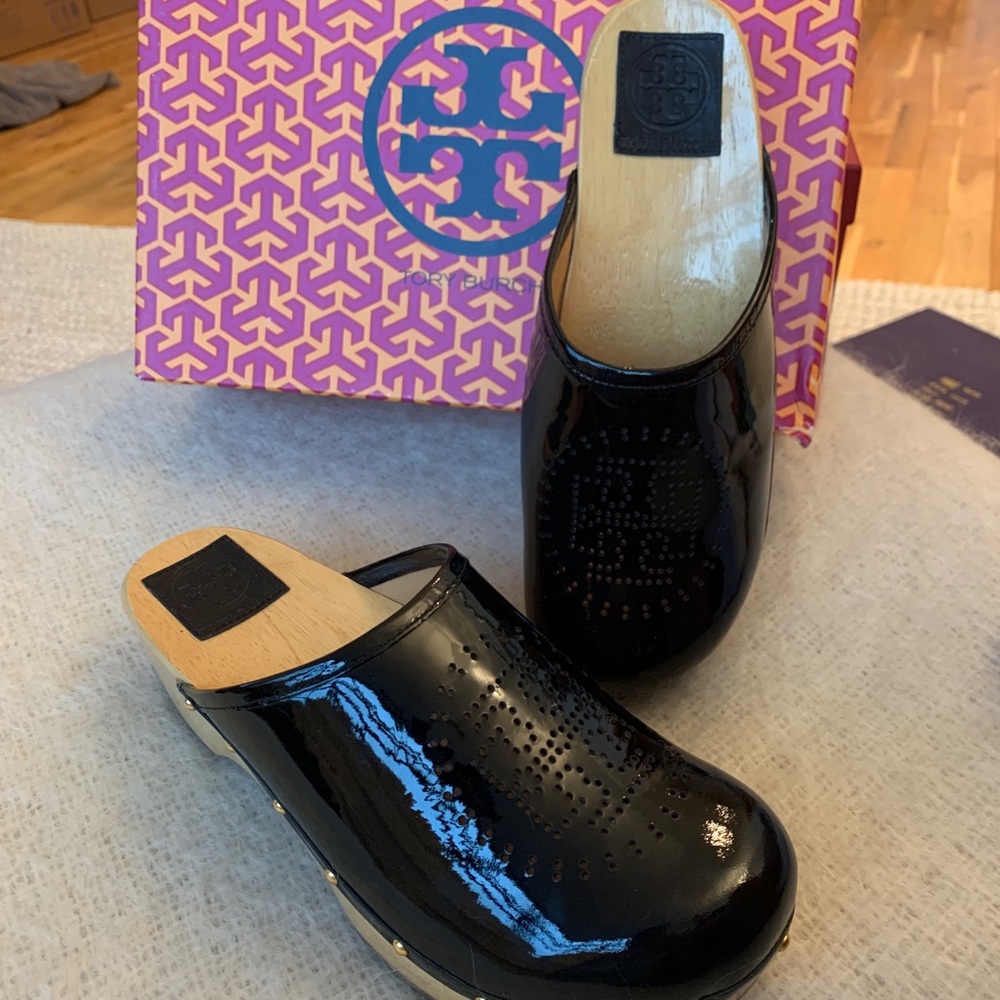 Tory Burch black patent leather “Bryce-Clog” - New -never worn